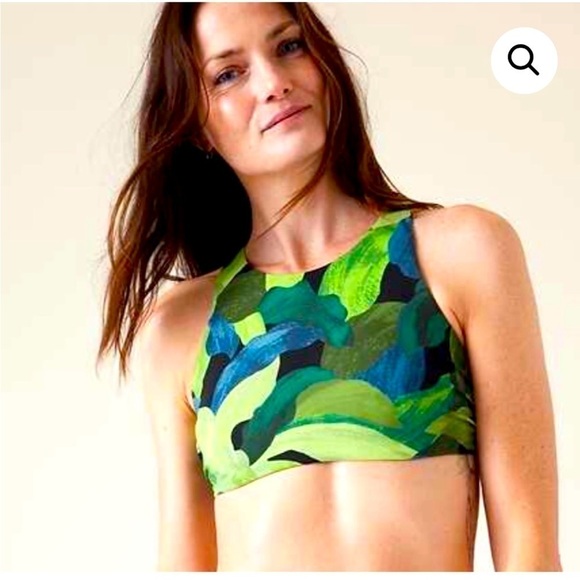 Athleta Maldives Bra Cup Bikini Top in Liana Floral Green 32B / C New with tags! - Picture 1 of 15